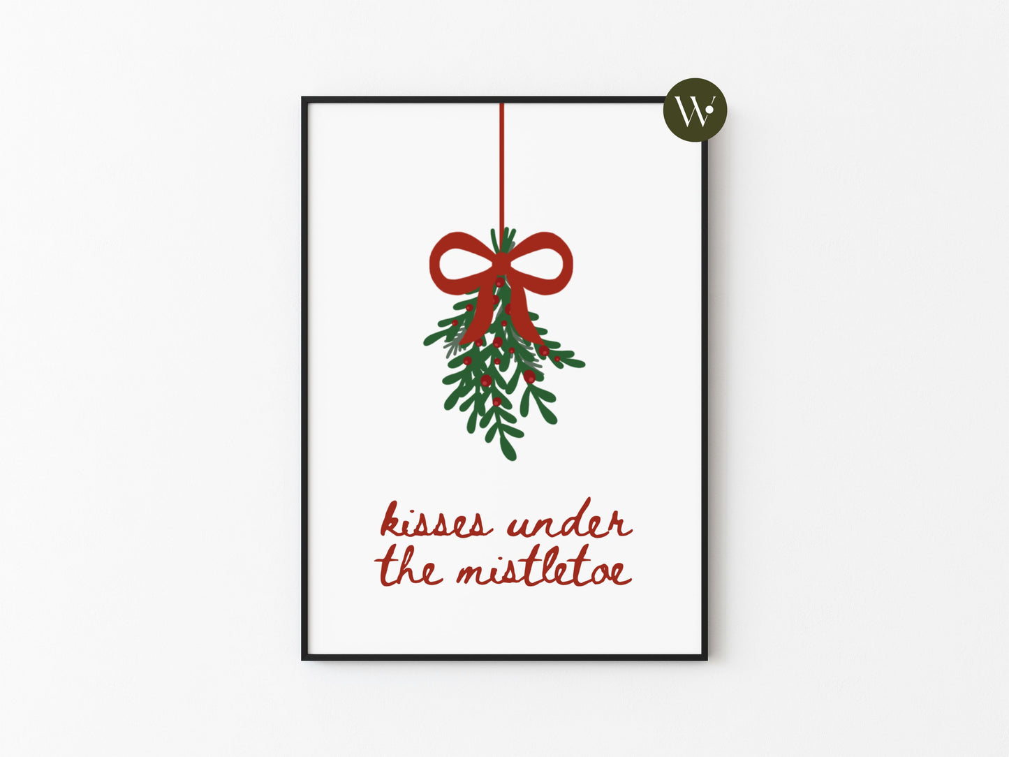 KISSES UNDER THE MISTLETOE PRINT