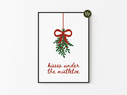 KISSES UNDER THE MISTLETOE PRINT