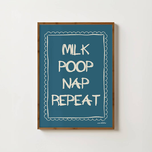 MILK POOP NAP REPEAT NURSERY PRINT