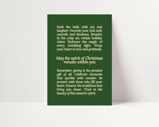 GREEN CHRISTMAS POEM PRINT