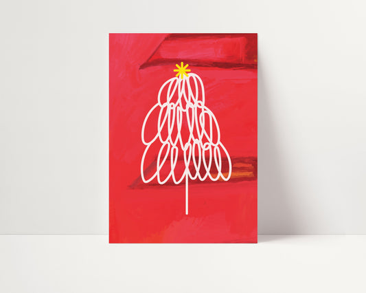 RED CHRISTMAS TREE PRINT