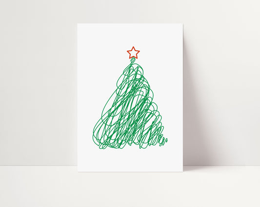 SCRIBBLE CHRISTMAS TREE PRINT