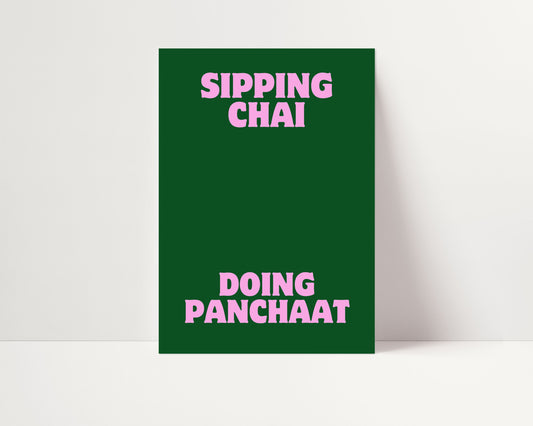 SIPPING CHAI DOING PANCHAAT PRINT