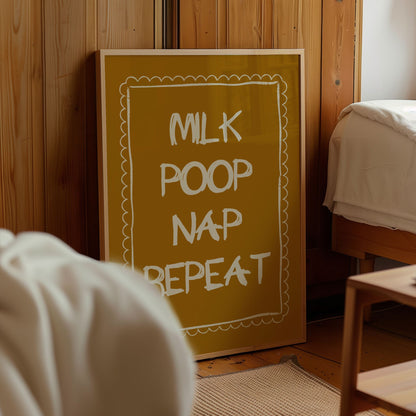 MILK POOP NAP REPEAT NURSERY PRINT